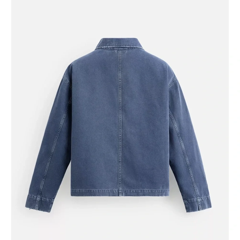 Zara Men Washed Canvas Blue Jacket NWT_9